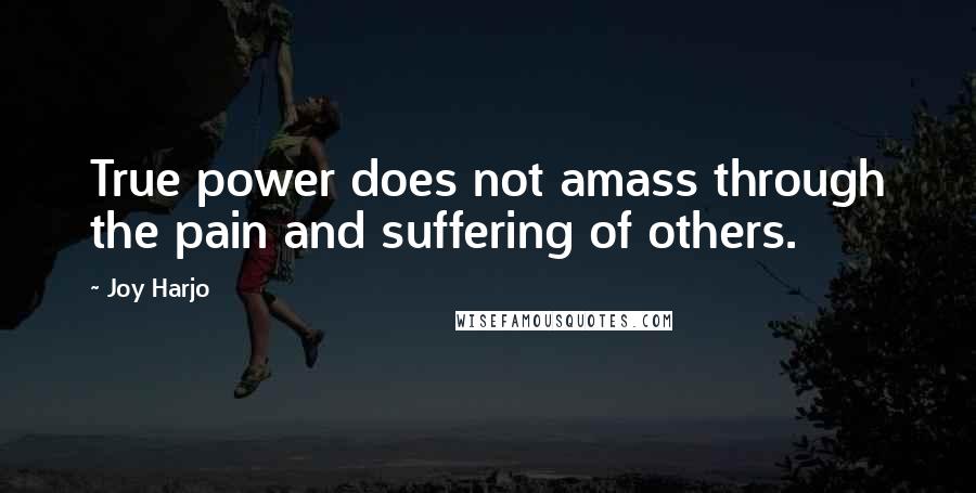 Joy Harjo Quotes: True power does not amass through the pain and suffering of others.