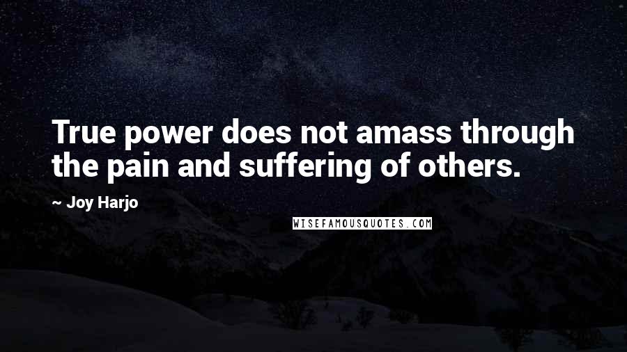 Joy Harjo Quotes: True power does not amass through the pain and suffering of others.
