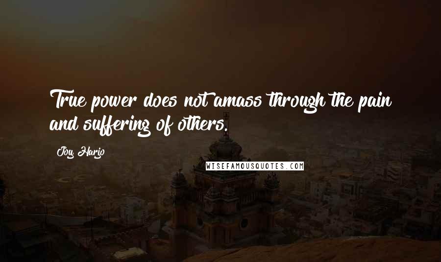 Joy Harjo Quotes: True power does not amass through the pain and suffering of others.