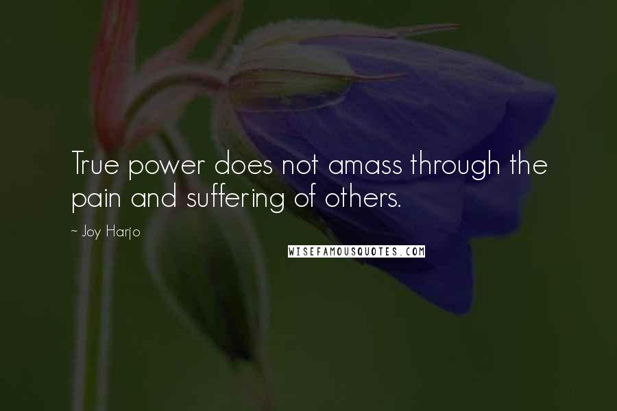 Joy Harjo Quotes: True power does not amass through the pain and suffering of others.