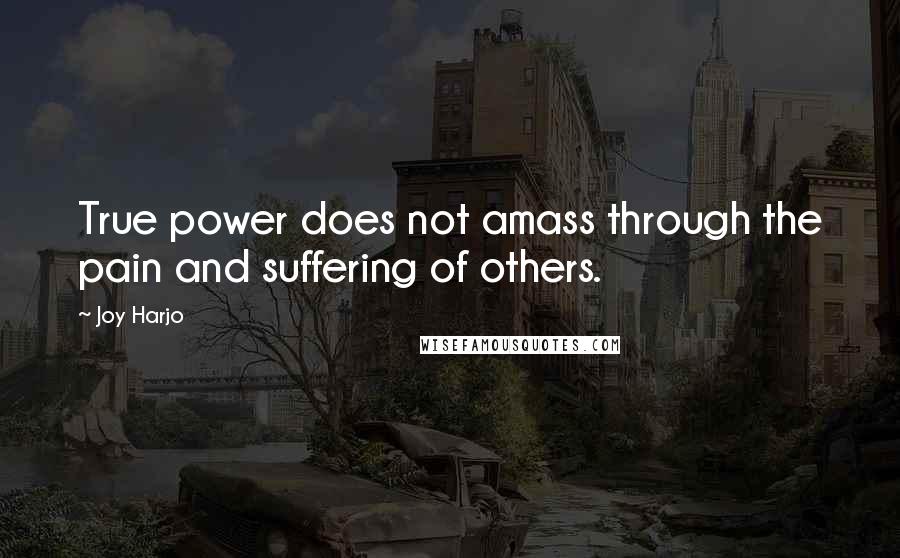 Joy Harjo Quotes: True power does not amass through the pain and suffering of others.