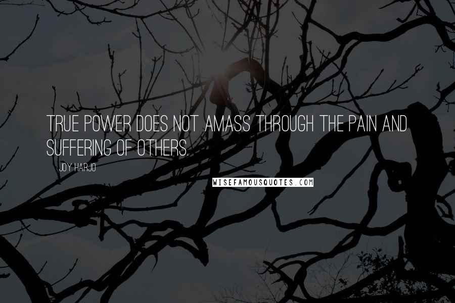 Joy Harjo Quotes: True power does not amass through the pain and suffering of others.