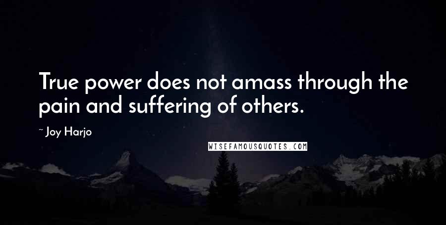 Joy Harjo Quotes: True power does not amass through the pain and suffering of others.