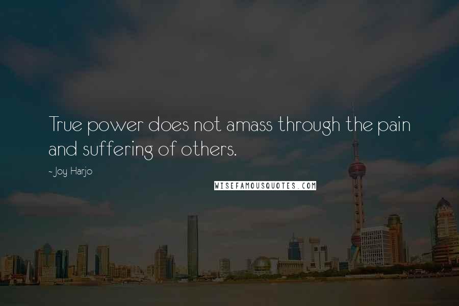 Joy Harjo Quotes: True power does not amass through the pain and suffering of others.