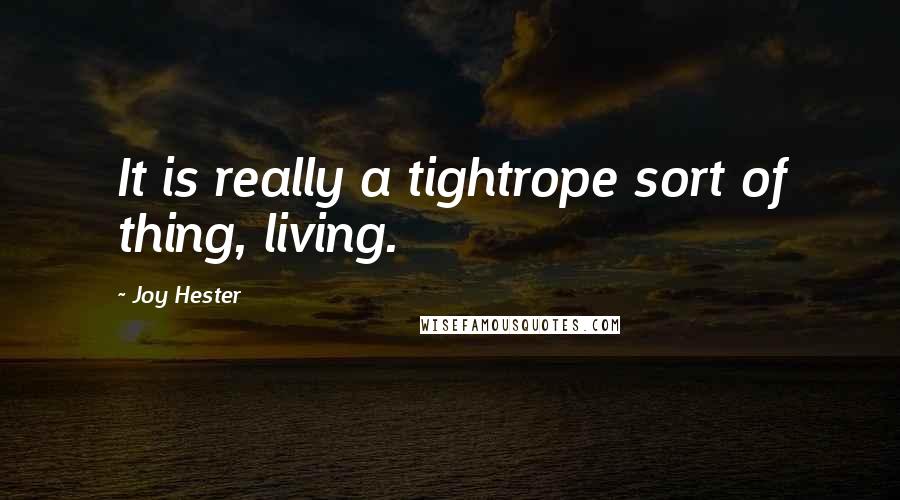 Joy Hester Quotes: It is really a tightrope sort of thing, living.