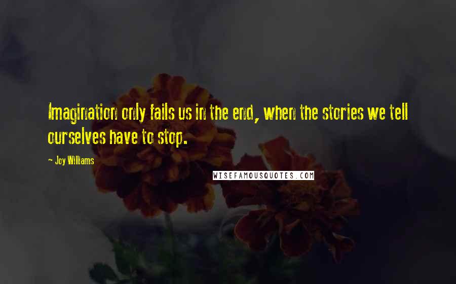 Joy Williams Quotes: Imagination only fails us in the end, when the stories we tell ourselves have to stop.