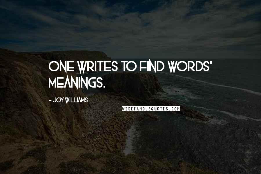 Joy Williams Quotes: One writes to find words' meanings.