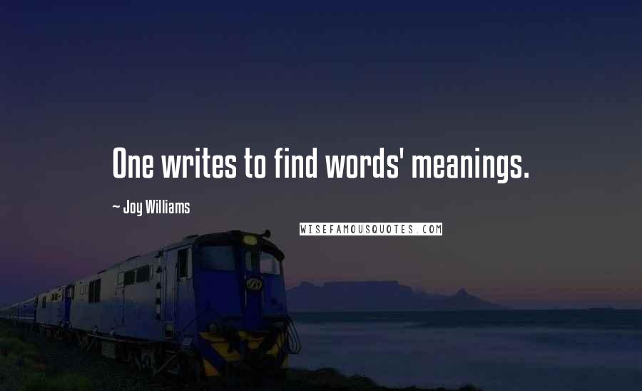Joy Williams Quotes: One writes to find words' meanings.