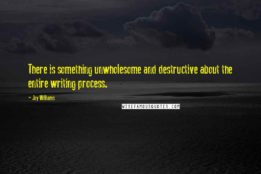 Joy Williams Quotes: There is something unwholesome and destructive about the entire writing process.