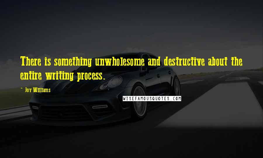 Joy Williams Quotes: There is something unwholesome and destructive about the entire writing process.