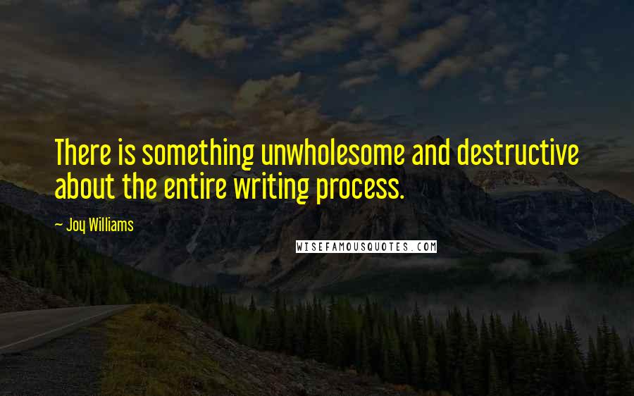 Joy Williams Quotes: There is something unwholesome and destructive about the entire writing process.