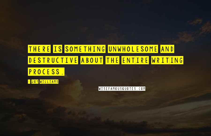 Joy Williams Quotes: There is something unwholesome and destructive about the entire writing process.