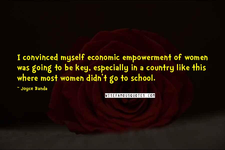 Joyce Banda Quotes: I convinced myself economic empowerment of women was going to be key, especially in a country like this where most women didn't go to school.