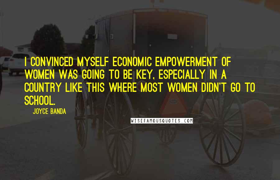 Joyce Banda Quotes: I convinced myself economic empowerment of women was going to be key, especially in a country like this where most women didn't go to school.