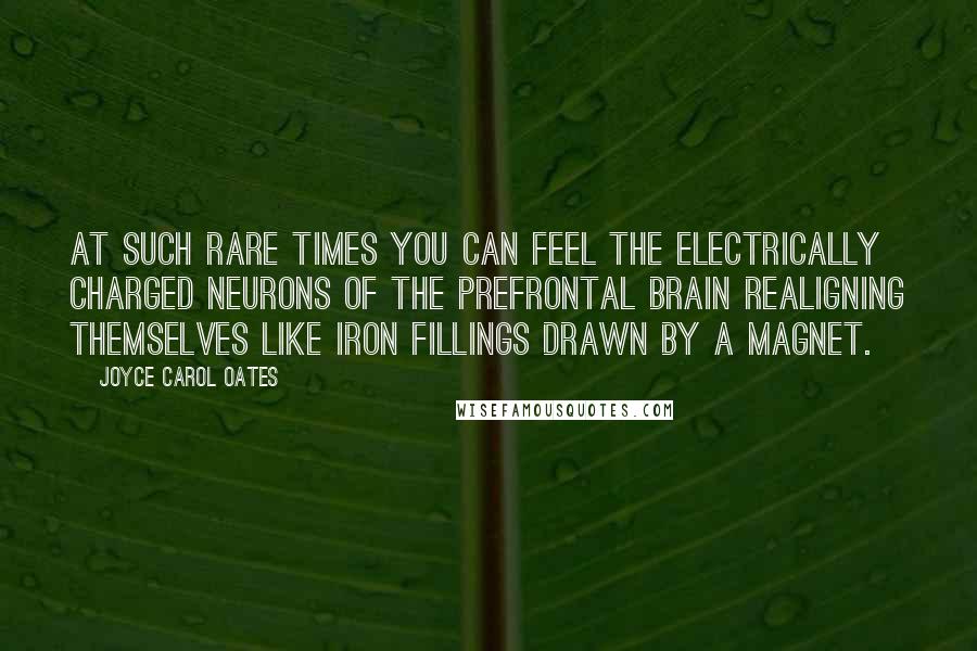 Joyce Carol Oates Quotes: At such rare times you can feel the electrically charged neurons of the prefrontal brain realigning themselves like iron fillings drawn by a magnet.