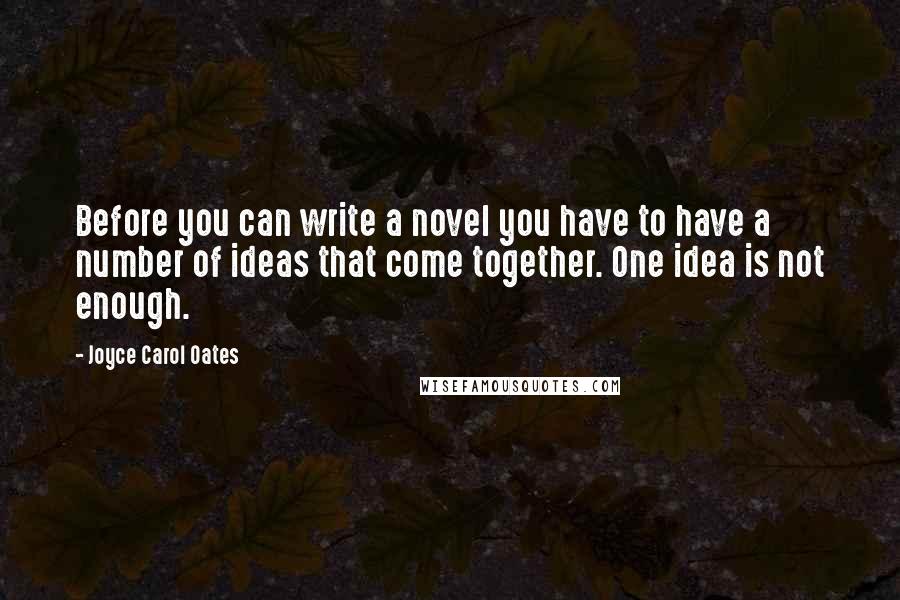 Joyce Carol Oates Quotes: Before you can write a novel you have to have a number of ideas that come together. One idea is not enough.