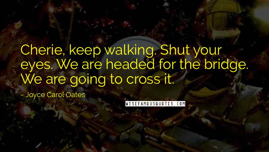 Joyce Carol Oates Quotes: Cherie, keep walking. Shut your eyes. We are headed for the bridge. We are going to cross it.
