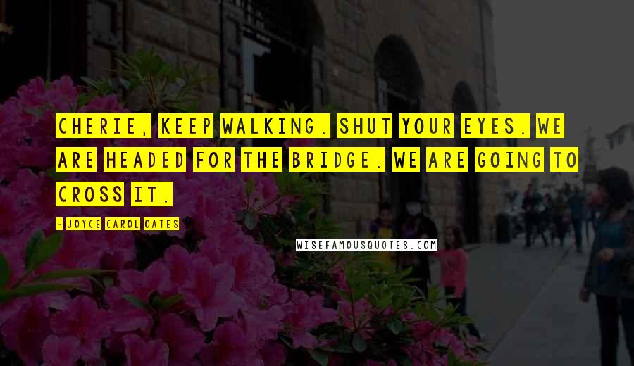 Joyce Carol Oates Quotes: Cherie, keep walking. Shut your eyes. We are headed for the bridge. We are going to cross it.