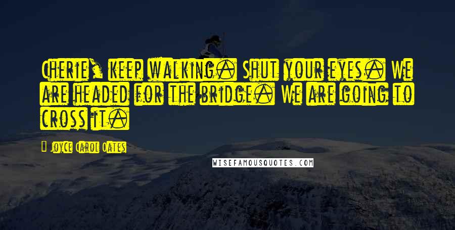 Joyce Carol Oates Quotes: Cherie, keep walking. Shut your eyes. We are headed for the bridge. We are going to cross it.
