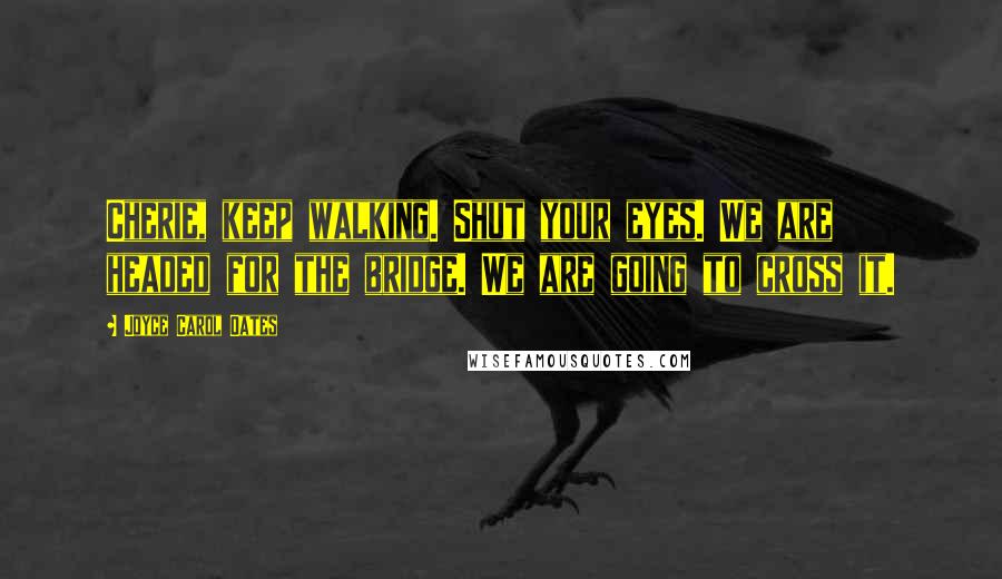 Joyce Carol Oates Quotes: Cherie, keep walking. Shut your eyes. We are headed for the bridge. We are going to cross it.