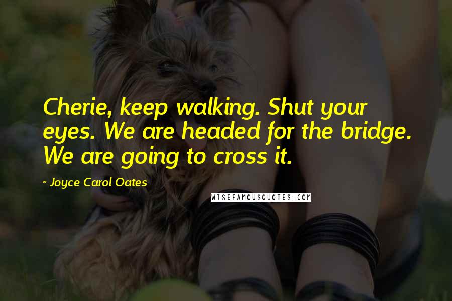Joyce Carol Oates Quotes: Cherie, keep walking. Shut your eyes. We are headed for the bridge. We are going to cross it.
