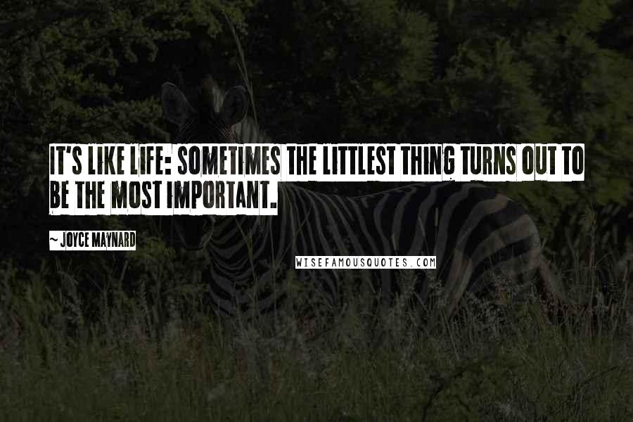 Joyce Maynard Quotes: It's like life: sometimes the littlest thing turns out to be the most important.