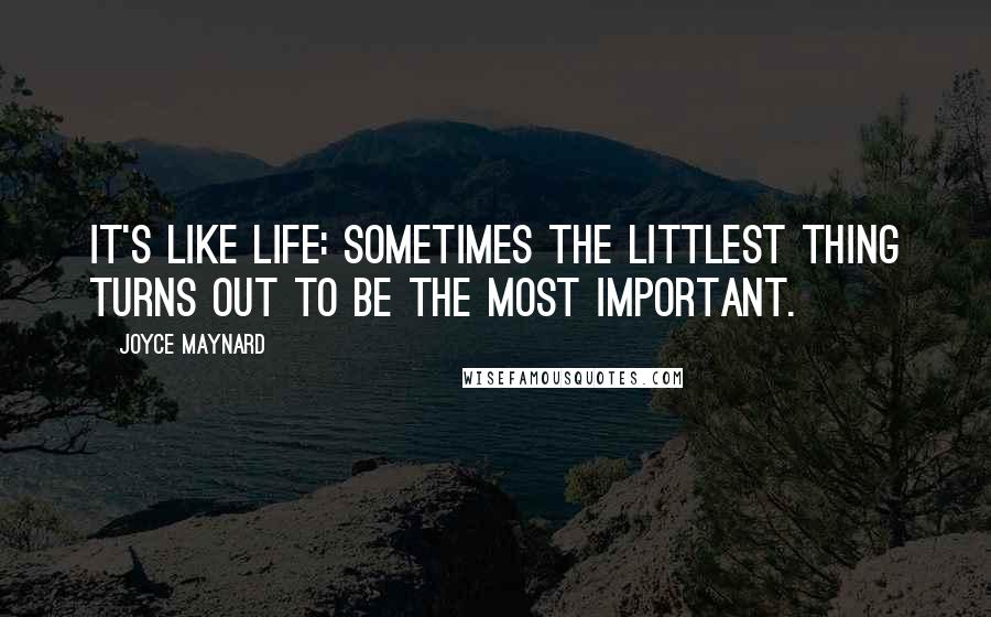 Joyce Maynard Quotes: It's like life: sometimes the littlest thing turns out to be the most important.