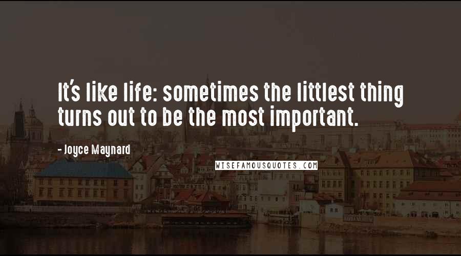 Joyce Maynard Quotes: It's like life: sometimes the littlest thing turns out to be the most important.