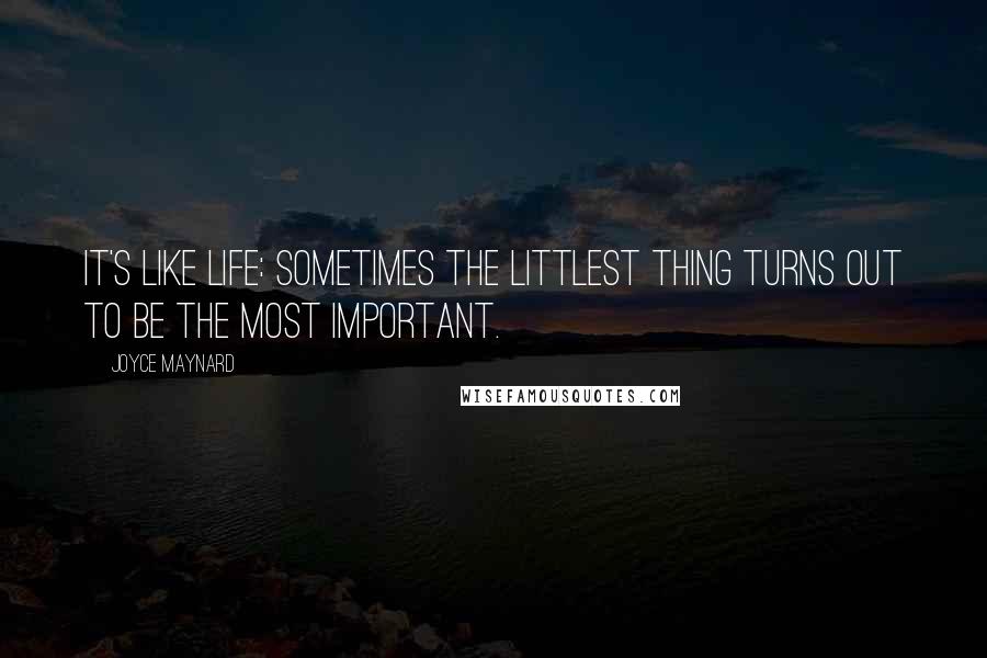 Joyce Maynard Quotes: It's like life: sometimes the littlest thing turns out to be the most important.