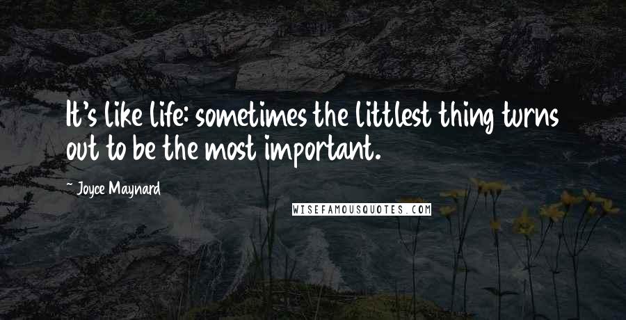 Joyce Maynard Quotes: It's like life: sometimes the littlest thing turns out to be the most important.