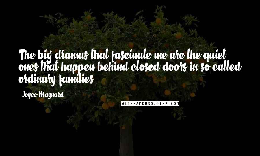 Joyce Maynard Quotes: The big dramas that fascinate me are the quiet ones that happen behind closed doors in so-called ordinary families.