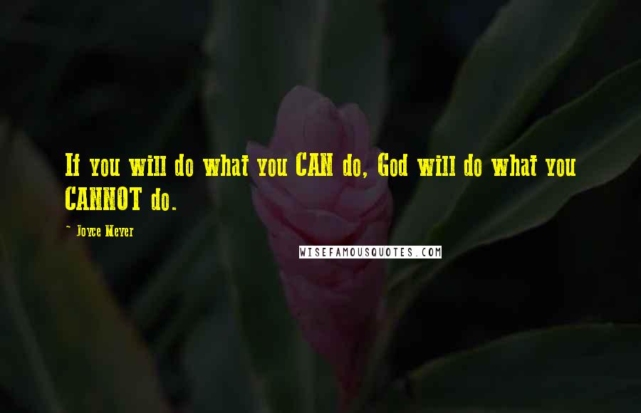 Joyce Meyer Quotes: If you will do what you CAN do, God will do what you CANNOT do.