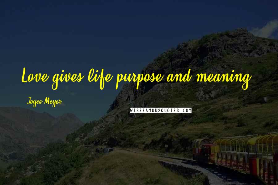 Joyce Meyer Quotes: Love gives life purpose and meaning.