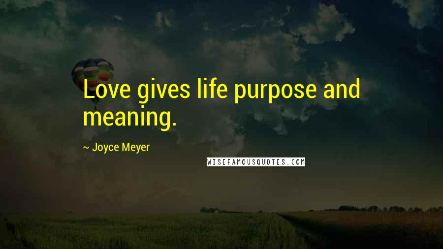 Joyce Meyer Quotes: Love gives life purpose and meaning.