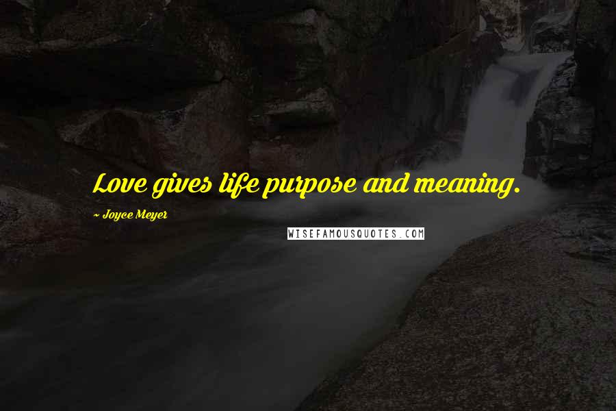 Joyce Meyer Quotes: Love gives life purpose and meaning.