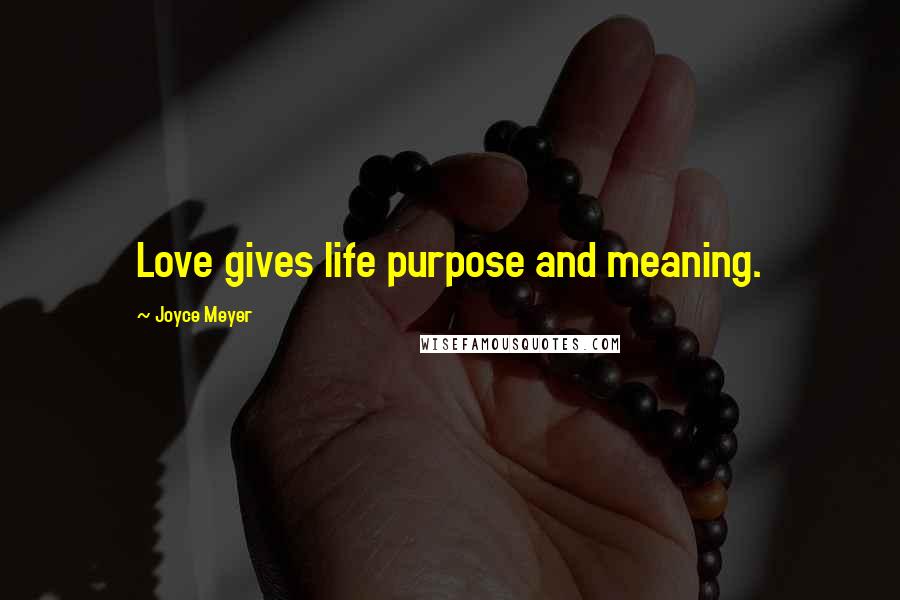 Joyce Meyer Quotes: Love gives life purpose and meaning.