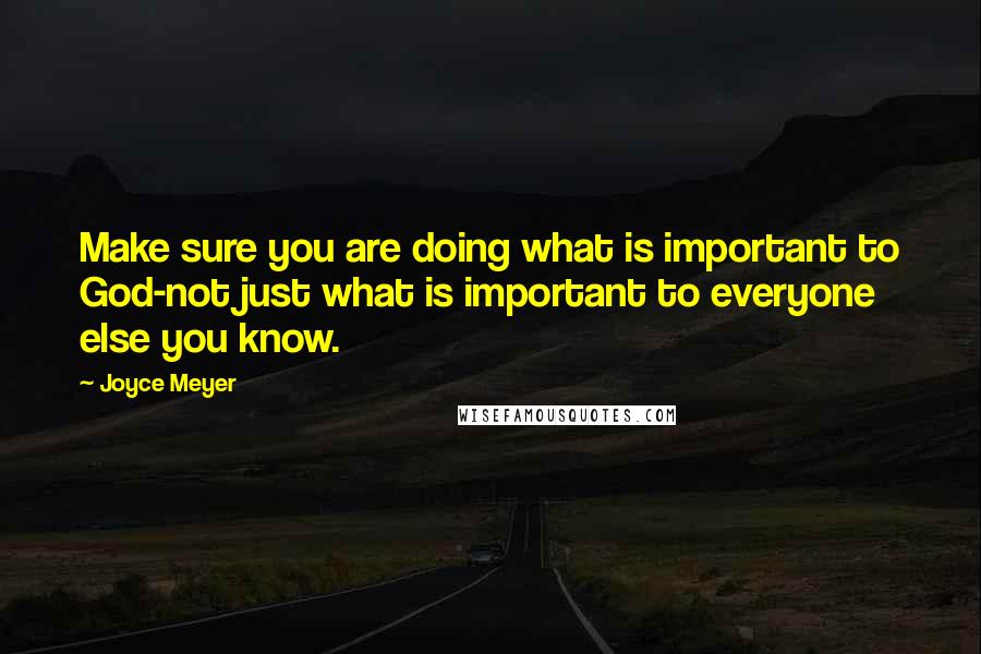 Joyce Meyer Quotes: Make sure you are doing what is important to God-not just what is important to everyone else you know.