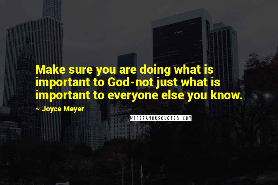 Joyce Meyer Quotes: Make sure you are doing what is important to God-not just what is important to everyone else you know.