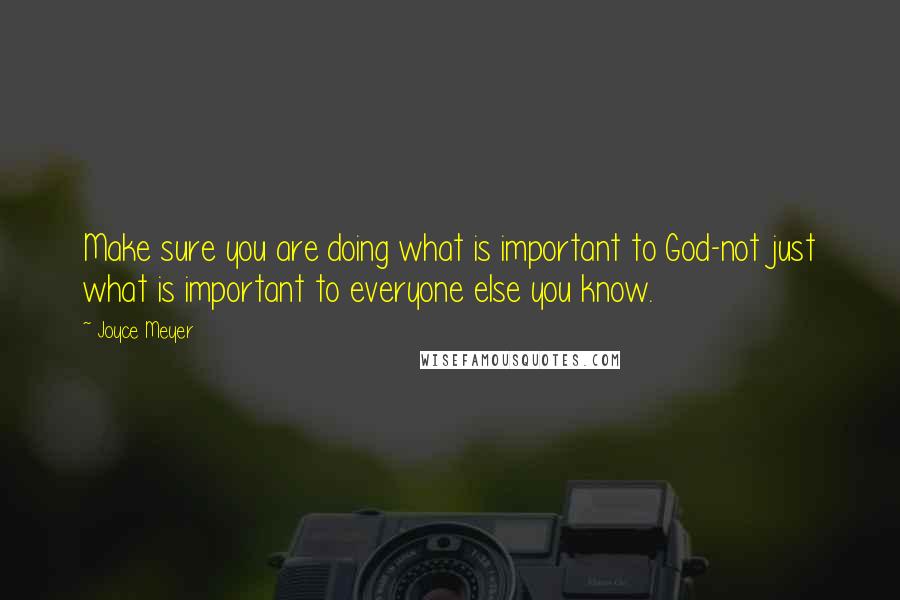 Joyce Meyer Quotes: Make sure you are doing what is important to God-not just what is important to everyone else you know.