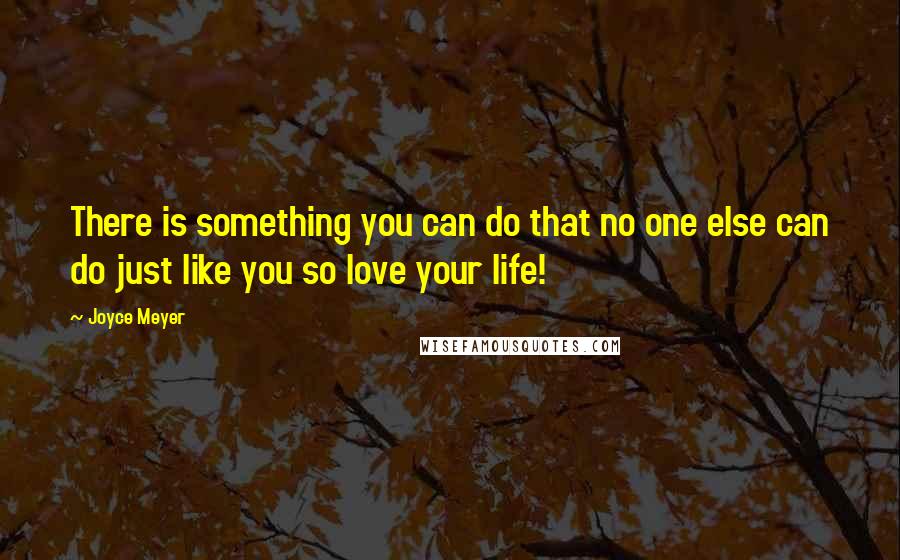 Joyce Meyer Quotes: There is something you can do that no one else can do just like you so love your life!