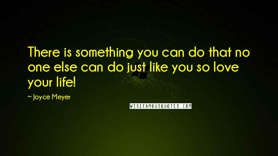 Joyce Meyer Quotes: There is something you can do that no one else can do just like you so love your life!