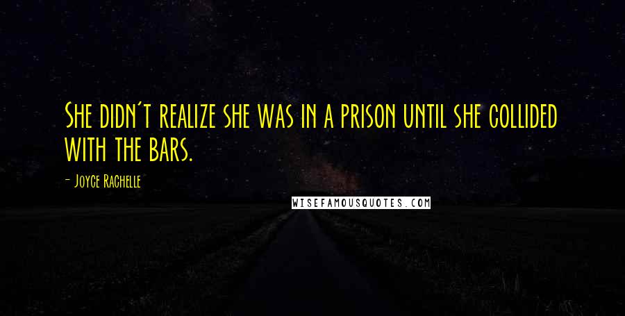 Joyce Rachelle Quotes: She didn't realize she was in a prison until she collided with the bars.