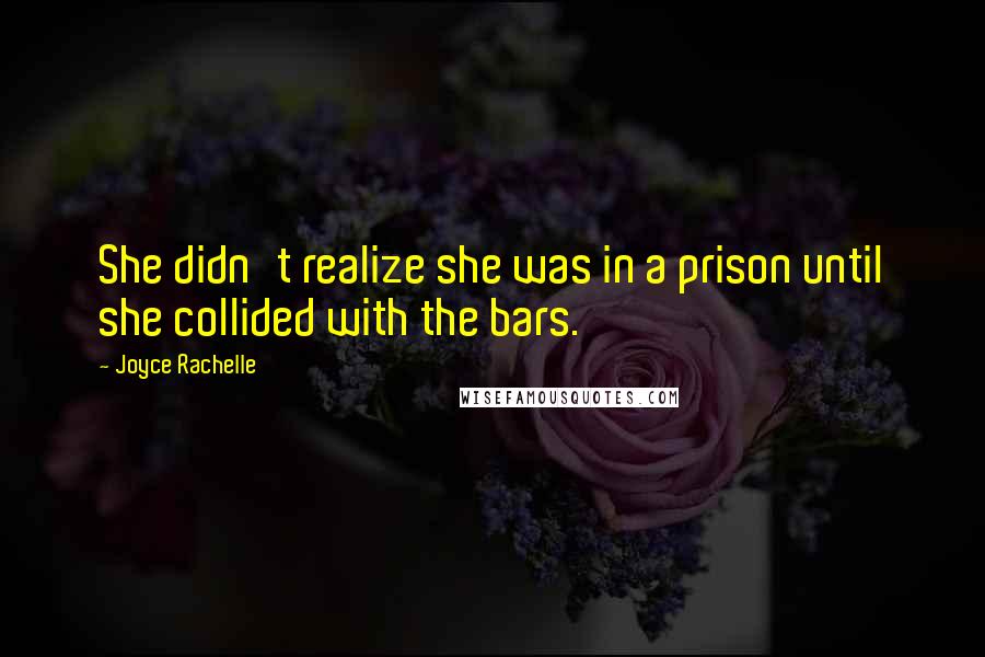 Joyce Rachelle Quotes: She didn't realize she was in a prison until she collided with the bars.