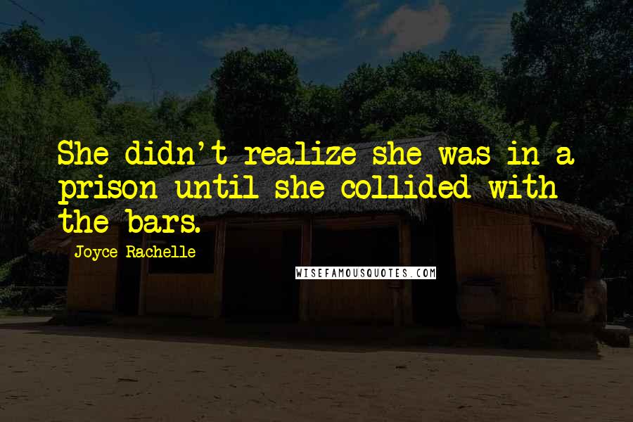 Joyce Rachelle Quotes: She didn't realize she was in a prison until she collided with the bars.