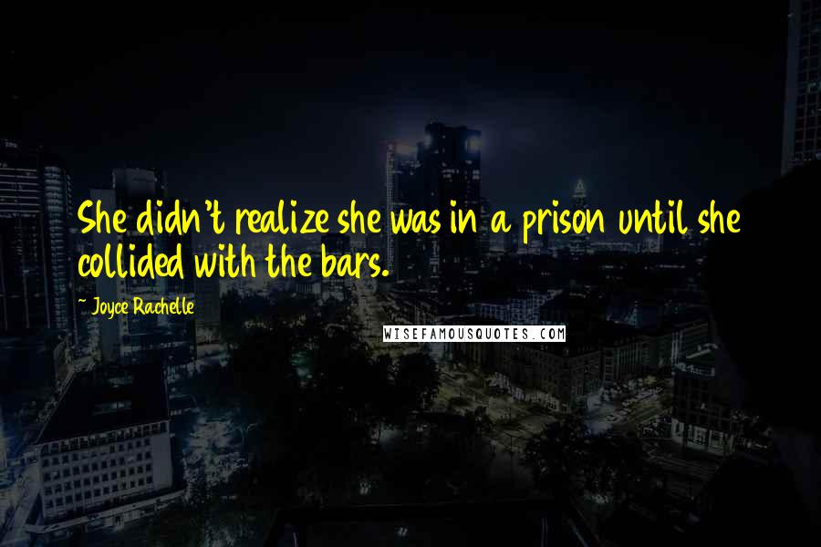 Joyce Rachelle Quotes: She didn't realize she was in a prison until she collided with the bars.
