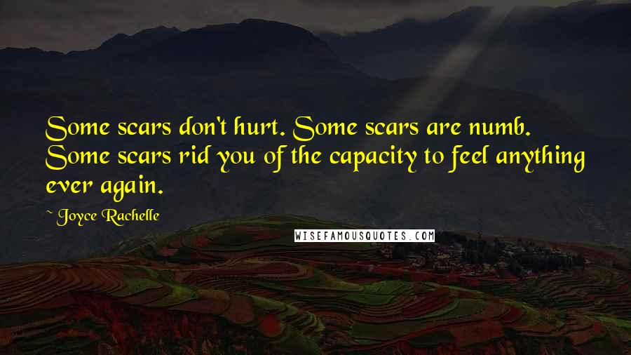 Joyce Rachelle Quotes: Some scars don't hurt. Some scars are numb. Some scars rid you of the capacity to feel anything ever again.