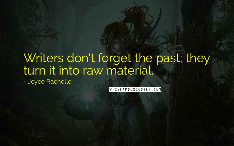 Joyce Rachelle Quotes: Writers don't forget the past; they turn it into raw material.