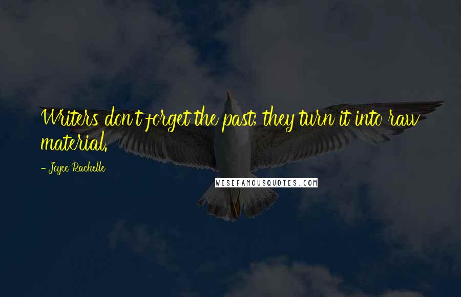 Joyce Rachelle Quotes: Writers don't forget the past; they turn it into raw material.
