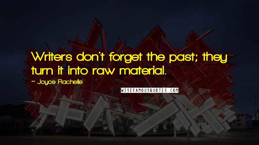 Joyce Rachelle Quotes: Writers don't forget the past; they turn it into raw material.