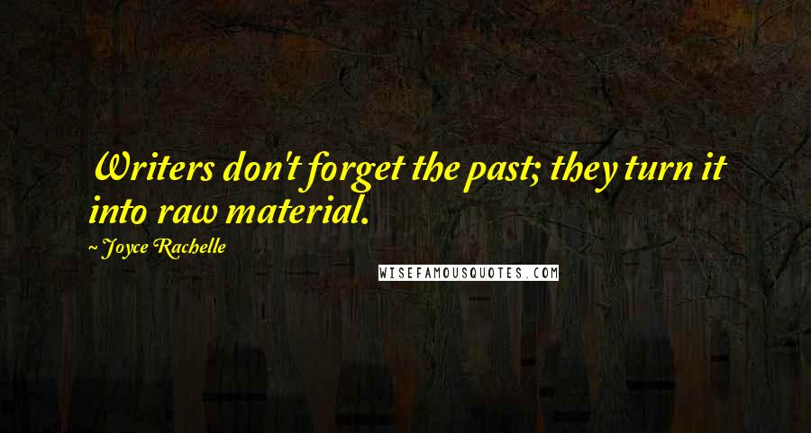 Joyce Rachelle Quotes: Writers don't forget the past; they turn it into raw material.